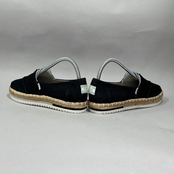Toms Women's Size 8 Alpargata Platform Espadrille Black Canvas Flats - Picture 6 of 12